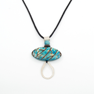 Sosote Pendant, Turquoise with Silver by Ande Axelrod