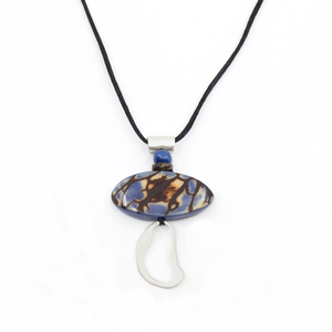 Sosote Pendant, Indigo with Silver by Ande Axelrod