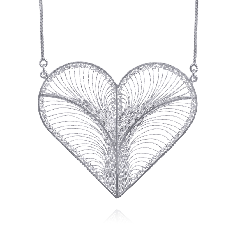 KYLIE HEART ADJUSTABLE NECKLACE FILIGREE SILVER by Liliana Olmos