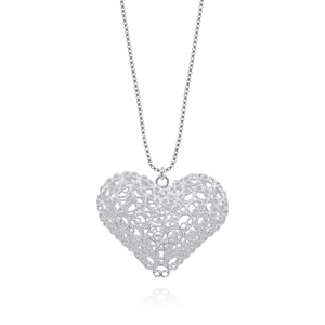 KATE HEARTS SMALL PENDANT FILIGREE SILVER by Liliana Olmos