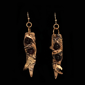 Garnet and Copper Earrings by Michael Opipari