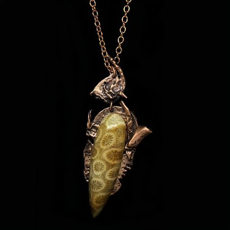 Medium petosky teardrop and copper pendant