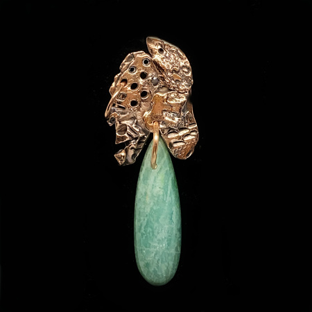 Medium amazonite   copper brooch