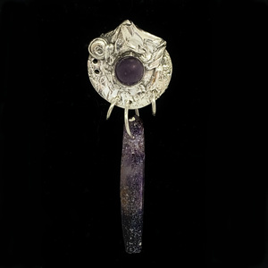 Amethyst Crystal and Silver Brooch by Michael Opipari