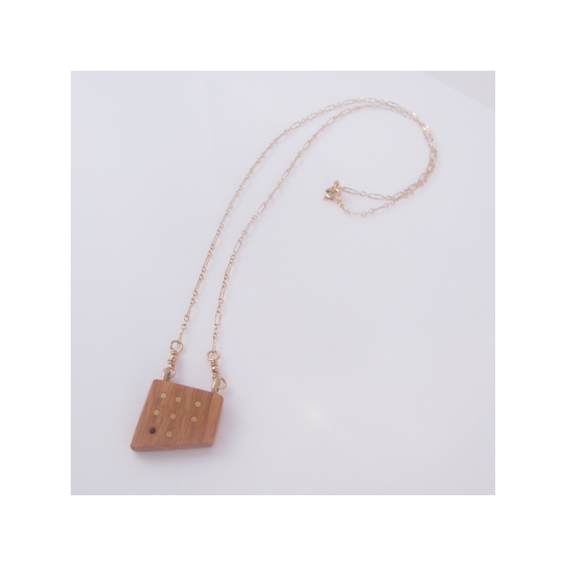 Canarywood and Gold-Filled Inlay Dot Grid Necklace by Elizabeth Kline