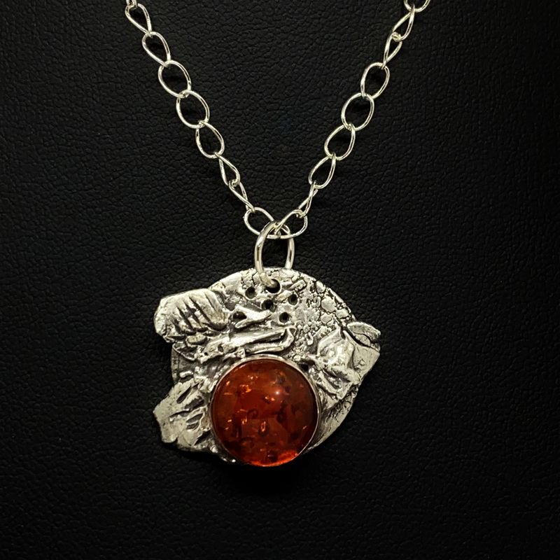 Baltic Amber and Silver Pendant by Michael Opipari