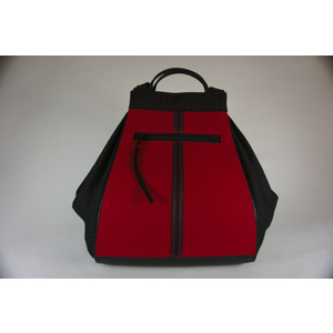Red Wool Backpack by Janet Chico