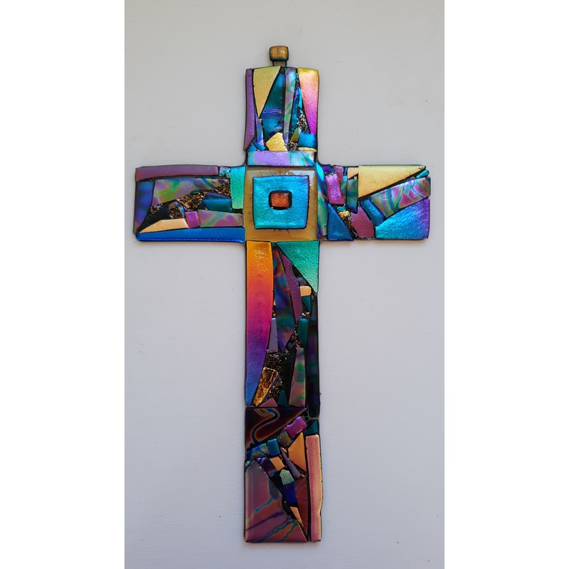 Fused glass cross by Cindi  Mapes 