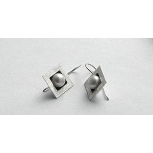 Square pearl earrings by Laurette  ONeil
