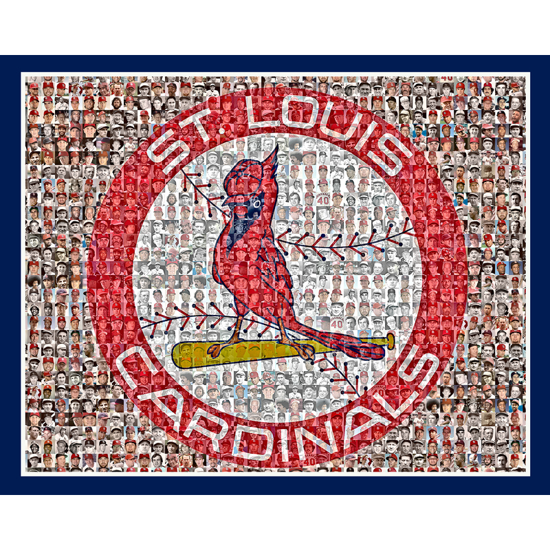 St. Louis Cardinals Photo Mosaic Print, Created Using Over 200 Past & Present Players.  by David Addario