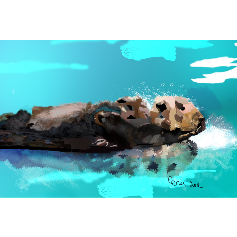 Sea Otter 13x19 Print Only  by Eric Lee