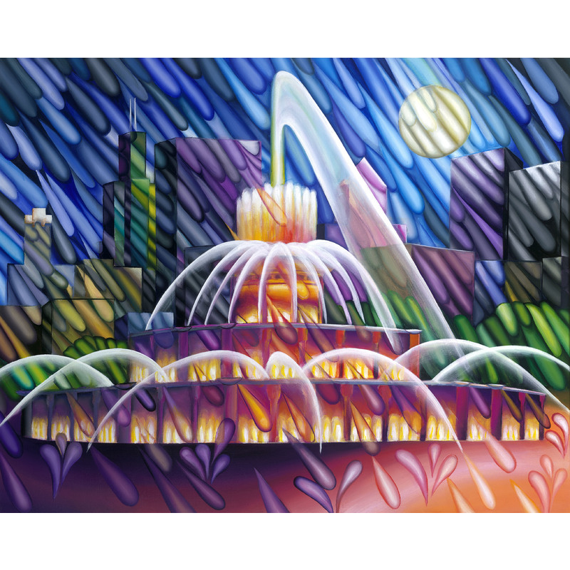Buckingham Fountain in the Rain by Peter Thaddeus