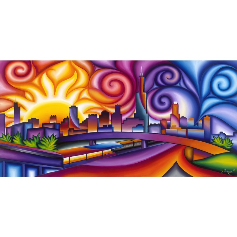 Chicago Sunrise- giclee print on stretched canvas by Peter Thaddeus