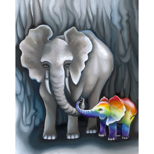 Elephant Love- giclee print on stretched canvas by Peter Thaddeus