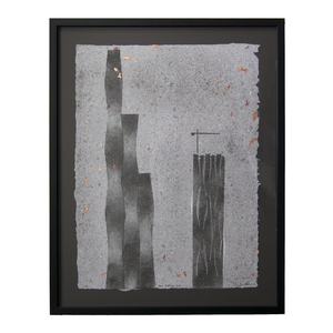 Pieces of Chicago no.2, framed - Vista Tower and Aqua, Chicago skyscrapers on handmade paper (2020), Item no. 323.02 by Don Widmer