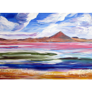 Pink Lagoon 2.  18" x 24" by Linda Sacketti