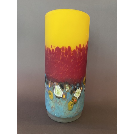 Medium 1. monet vase cylinder sb yellow  red  turq 11 x 5  3 