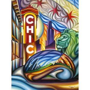 Chicago Montage- giclee print on stretched canvas by Peter Thaddeus
