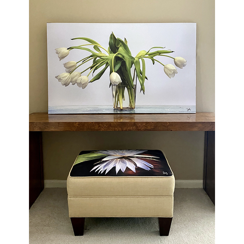 WHITE TULIPS 28X46 by Shelly Lawler