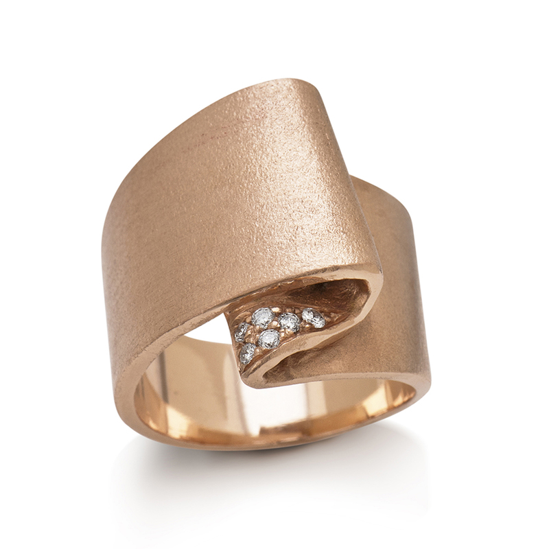 Rose Gold Ring with Diamonds by Diana Widman