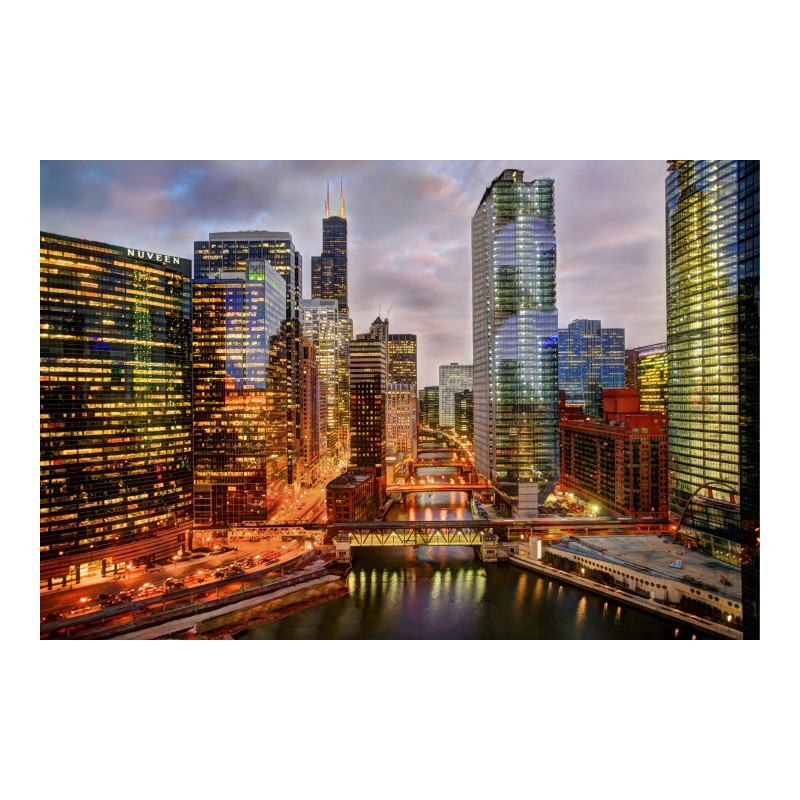Chicago River Skyline - Available in Sizes up to 8' by Dale and Gail Horn