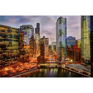 Chicago River Skyline - Available in Sizes up to 8' by Dale and Gail Horn