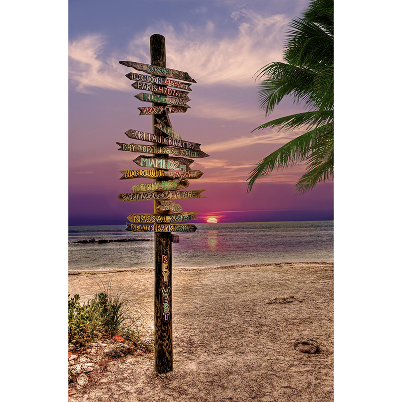 Key West Sign at Sunset - Available in sizes up to 8' by Dale and Gail Horn