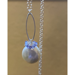 Pearl Tanzanite Sterling Necklace by Candace Marsella