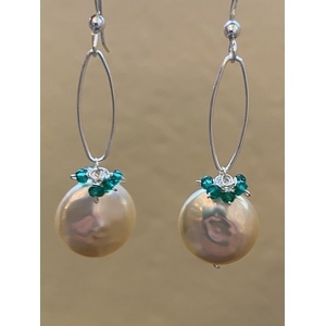 Pearl Emerald Earrings by Candace Marsella
