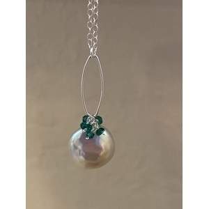 Pearl Emerald Sterling Necklace by Candace Marsella