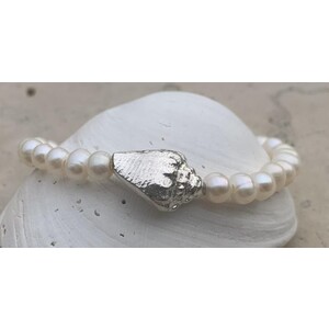 Fresh Water Pearl Bracelet With Fine Silver Conch Shell by Jay Andrew Lensink