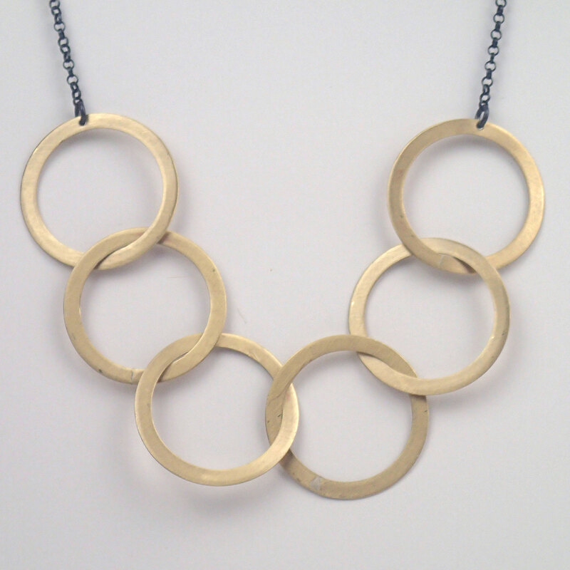 Brass Six Ring Necklace by Lauren Mullaney