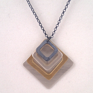 Third Base Pendant Necklace in Mixed Metals by Lauren Mullaney