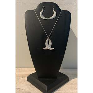 Crescent moons dangle pendant necklace/Earrings SET, in Fine Silver, Sterling Box Chain in 16” 18”20”22”24”or30” by Jay Andrew Lensink