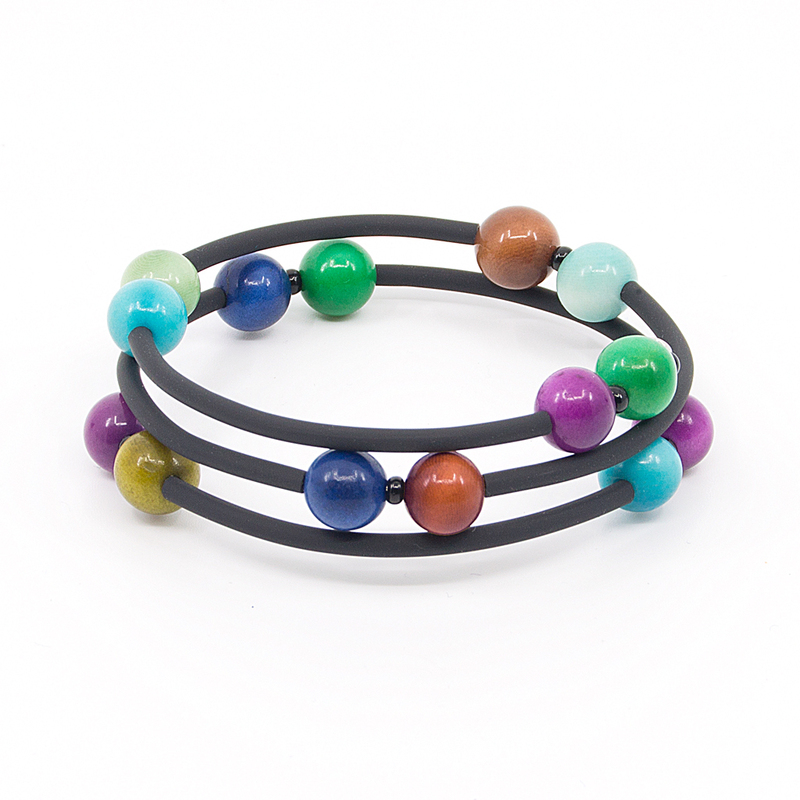 Orbit Tagua Wrap Bracelet • Cool Colors by Ande Axelrod