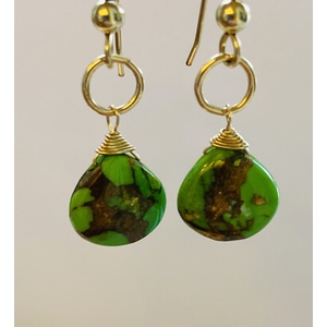 Copper Lime Turquoise Earrings by Candace Marsella