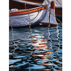 Portofino Boat Reflections Limited-Edition on Canvas by Grant Pecoff