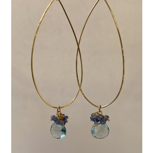 Aquamarine Sapphire Hoop Earrings by Candace Marsella