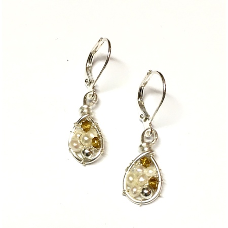 Medium earrings lever back silver with fwp crystal