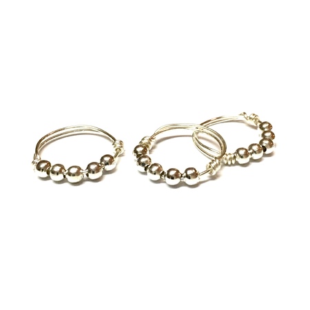 Medium ring adjustable silver balls 3 rings