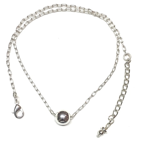 Medium necklace silver chain center silver ball with extender