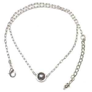 Small necklace silver chain center silver ball with extender