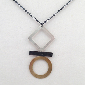Hieroglyph Pendant Necklace in Mixed Metals by Lauren Mullaney