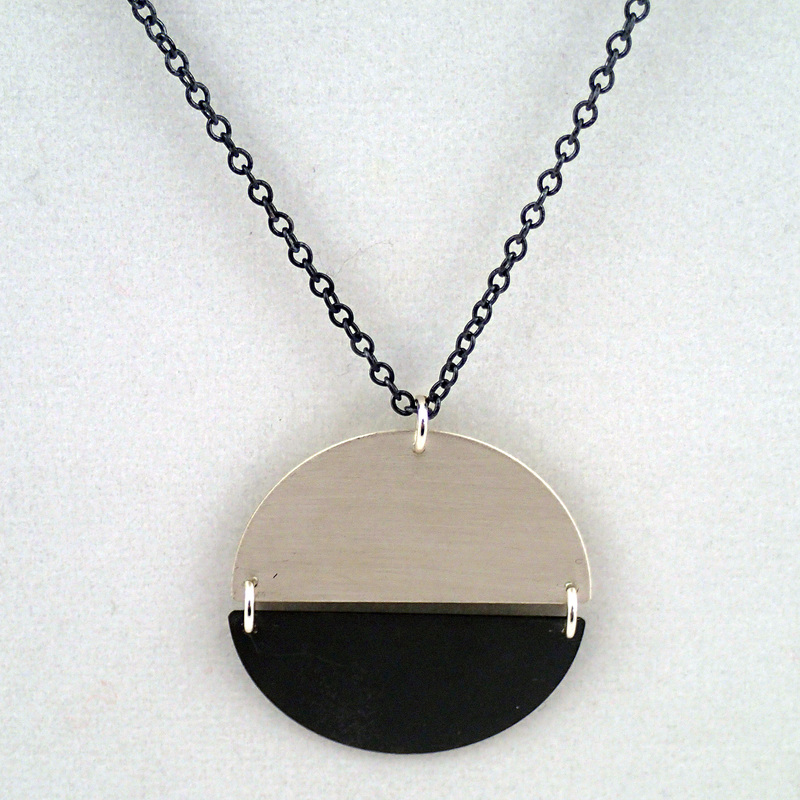 Hemisphere Necklace in silver and oxidized by Lauren Mullaney
