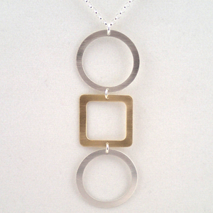 Tic Tac Toe Necklace in Silver and Brass by Lauren Mullaney