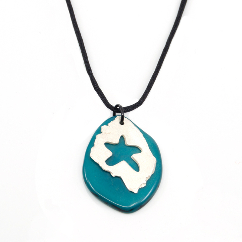 El Sol Silver Starfish Pendant • Turquoise by Ande Axelrod