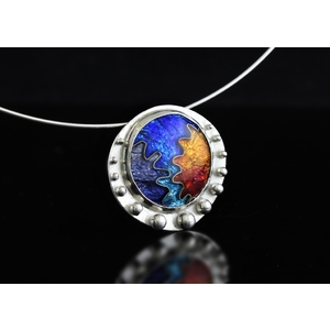 Abstract Circle Cloisonne Enamel Pendant with Granulation by Tonya Butcher