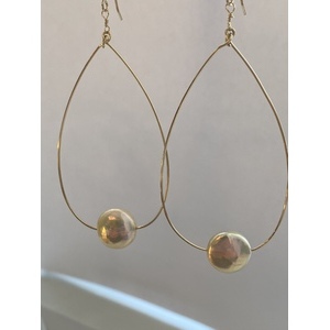 Oval Peach Coin Pearl Earrings by Candace Marsella