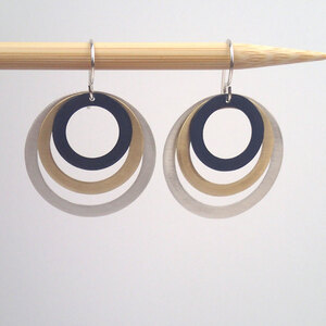 Mixed three rings earrings by Lauren Mullaney