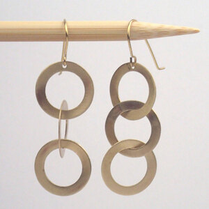 Small Brass Triplet earrings by Lauren Mullaney